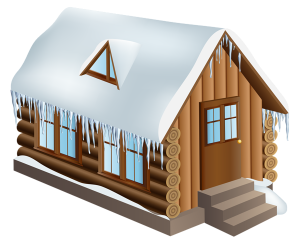 a winter log cabin 